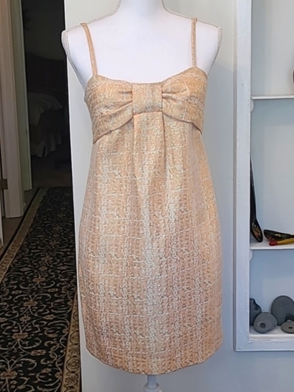 Club Monaco Dress Gala Bow in Metallic Orange Taffy size 00